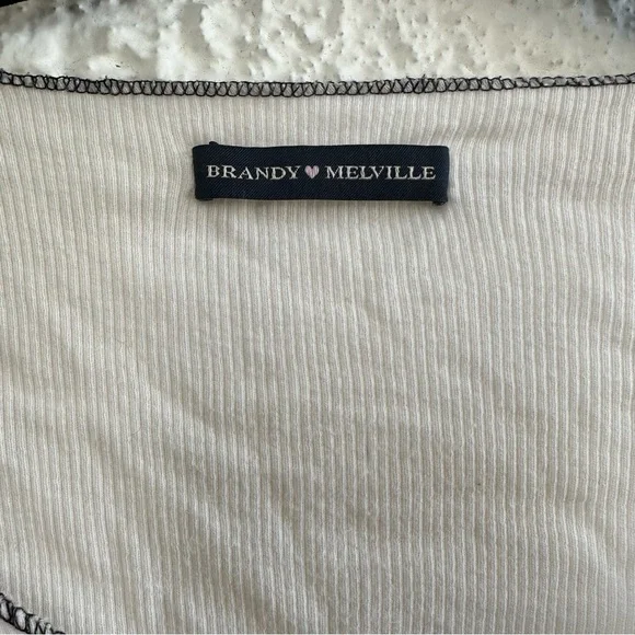 Brandy Melville White and Black Trim Crop Top - Picture 2 of 4
